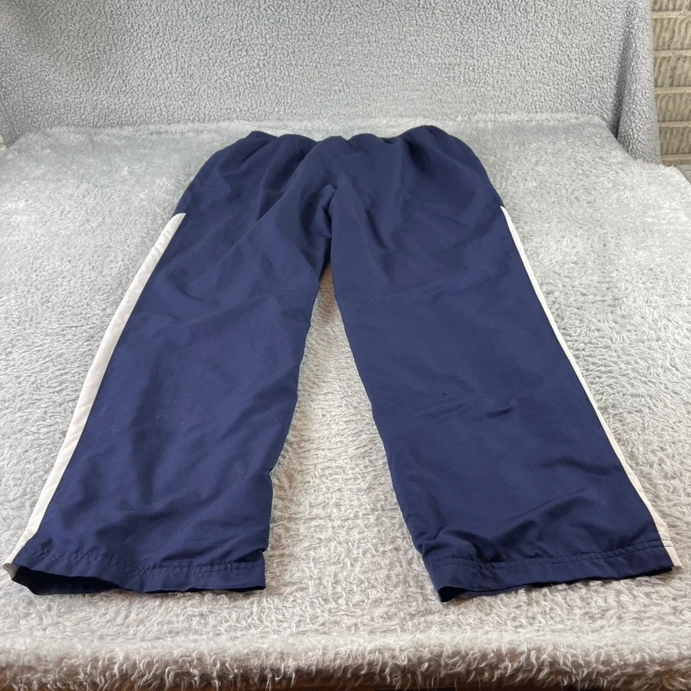 Reebok Navy Blue Athletic Track Pants Side Stripe Mens Size L Polyester